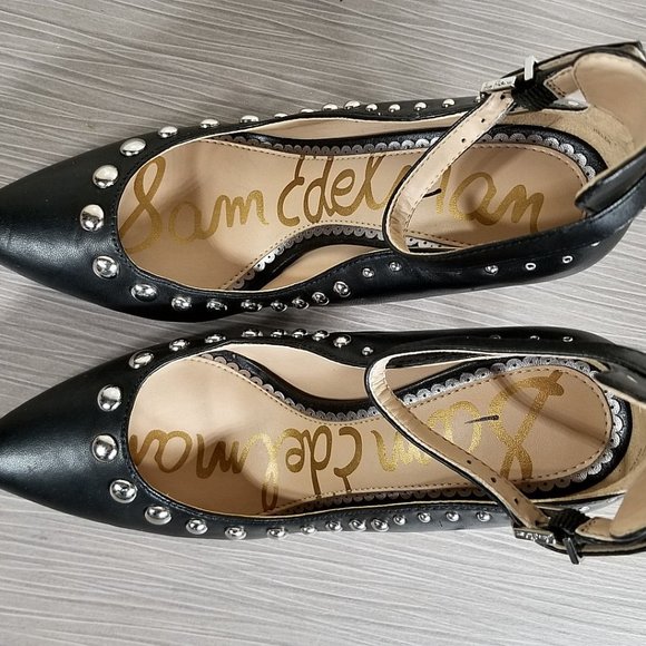 Sam Edelman Helen Ankle Strap Pump, Black Leather, Womens Size 5 M / 35 - Picture 9 of 11